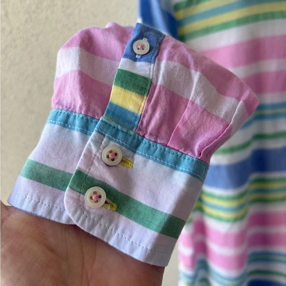 Talbots Cotton Beach Stripe Popover Size L Petite Vacation Coastal Grandmother‎ - Picture 6 of 13